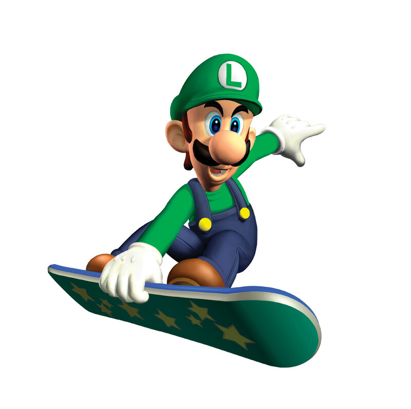 Luigi snowboarding