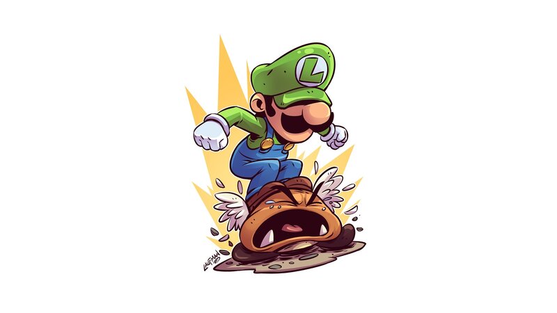 Luigi Stomping Goomba