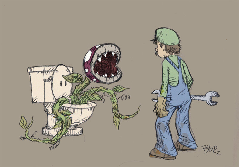 luigi vs piranha plant