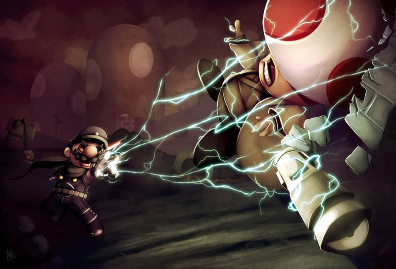 Luigi vs Toad in a lightning battle