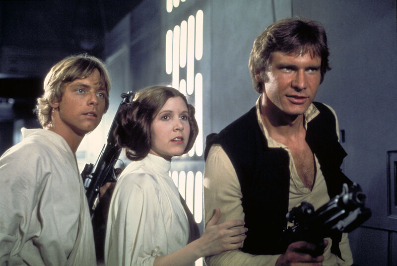 Luke, Leia, and Han in a spaceship