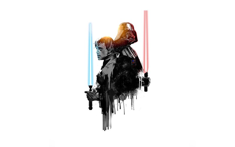 Luke Skywalker and Darth Vader — Black, Dramatic, Digital Art