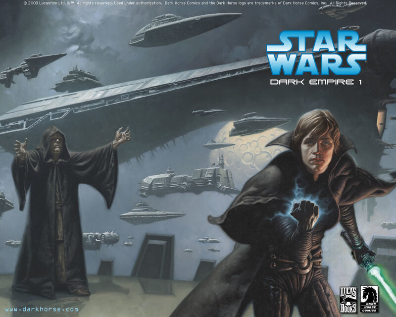 Luke Skywalker and Palpatine