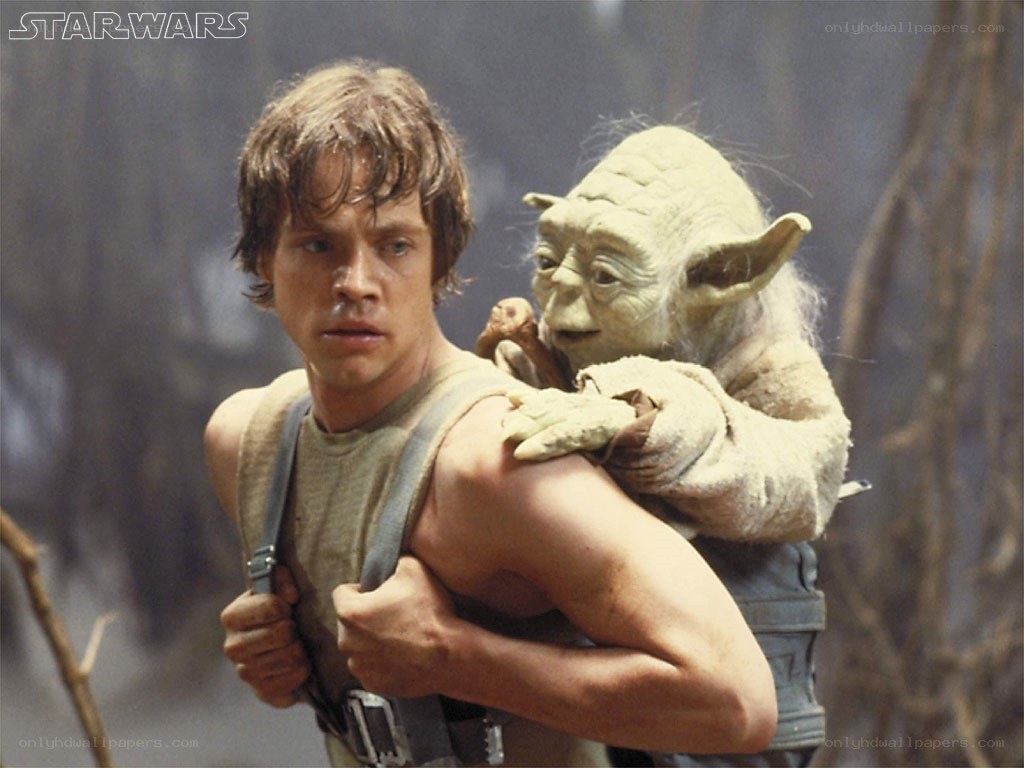 Luke Skywalker carrying Yoda
