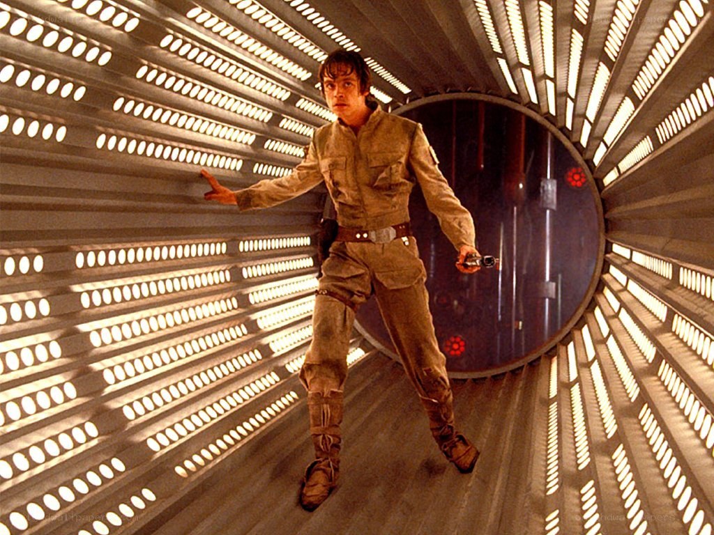 Luke Skywalker in a spaceship corridor