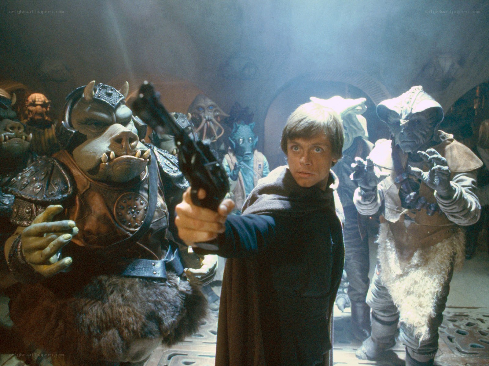 Luke Skywalker in a tense standoff