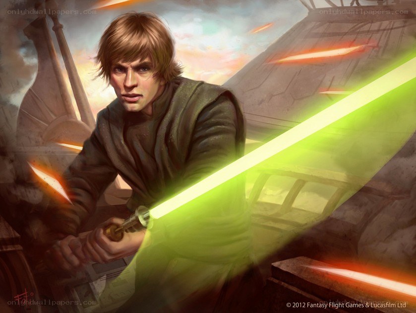 Luke Skywalker with green lightsaber