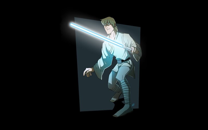 Luke Skywalker with lightsaber