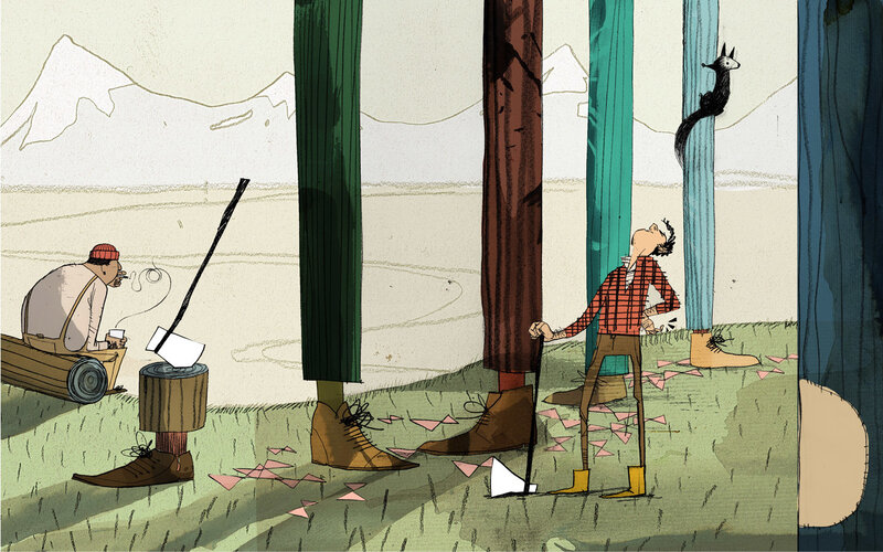 Lumberjacks in the forest