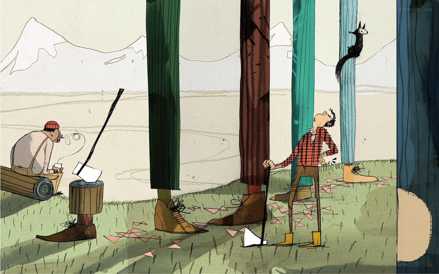 Lumberjacks in the forest