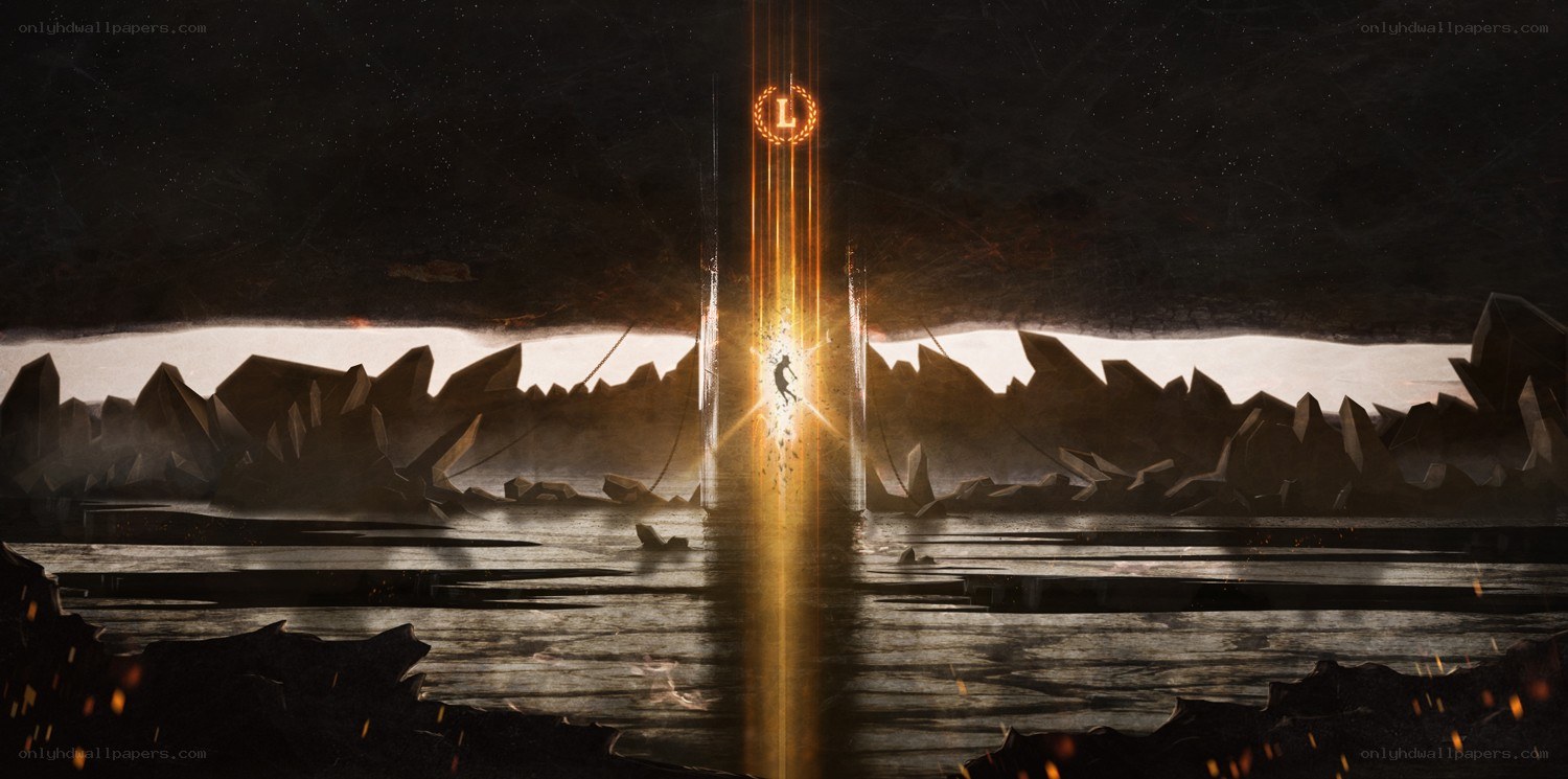 Luminous beam in a desolate landscape
