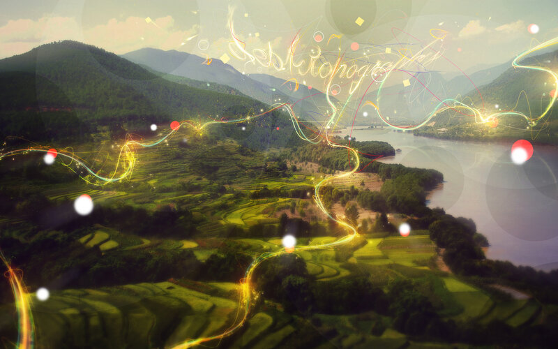 Luminous landscape with glowing lines