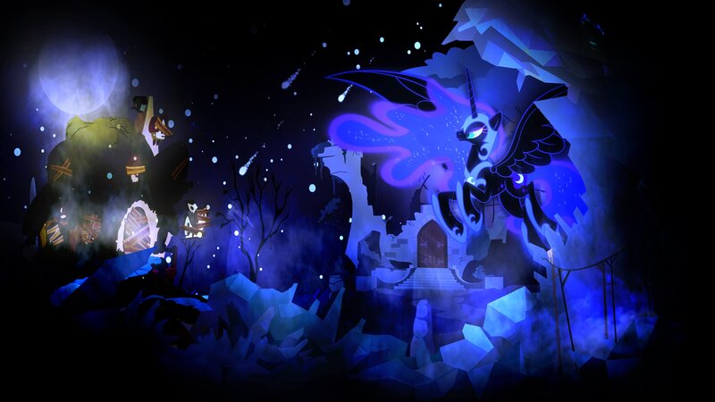 Luna in a dark forest