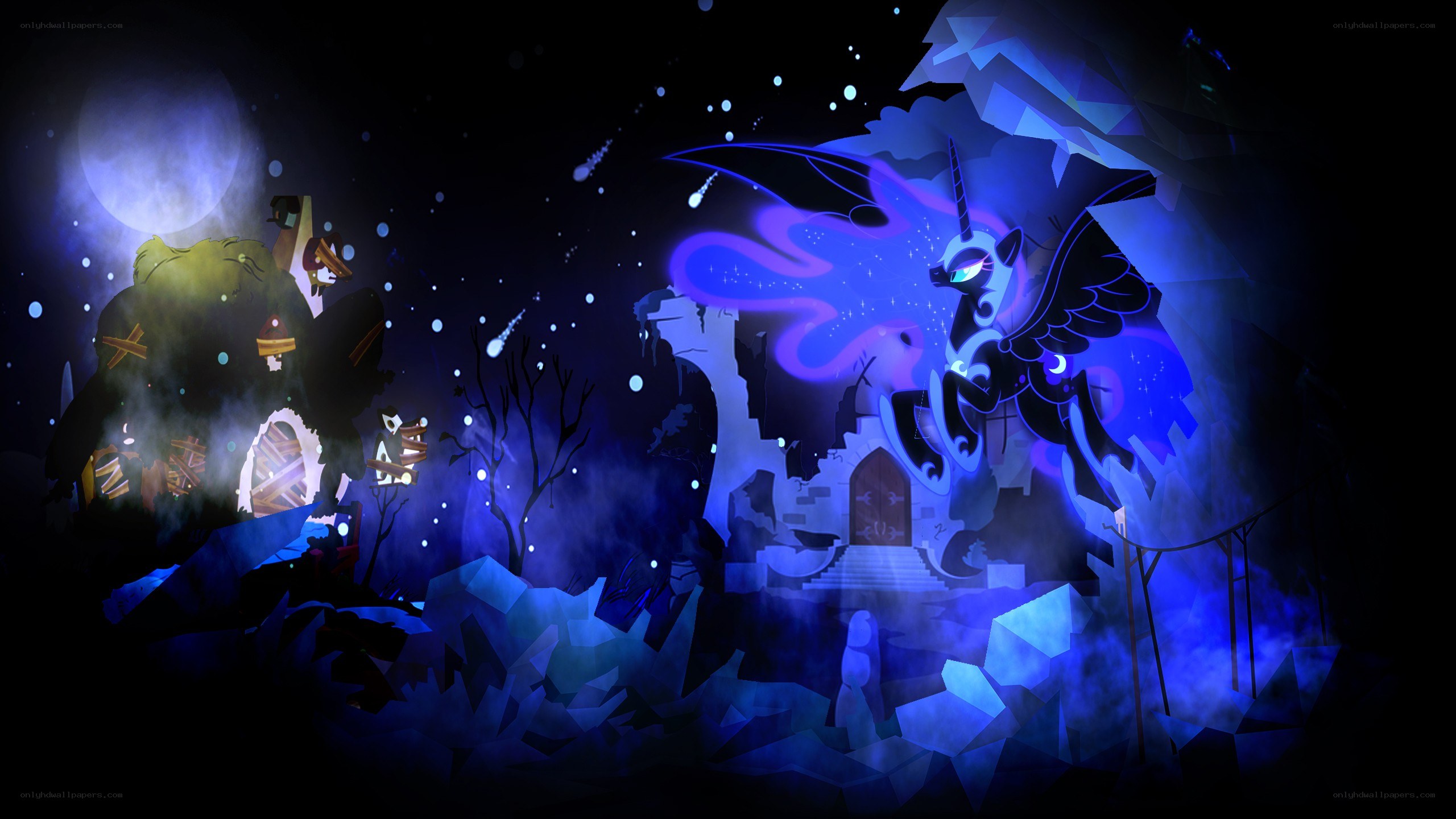 Luna in a dark forest