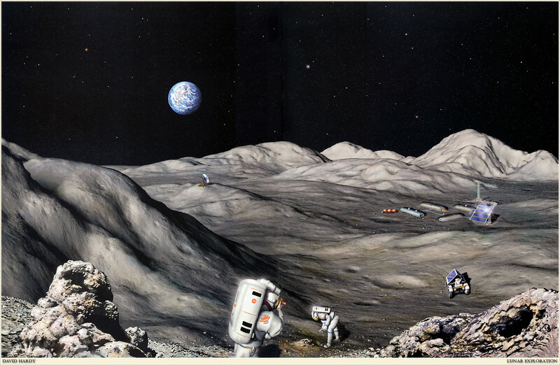 Lunar exploration scene
