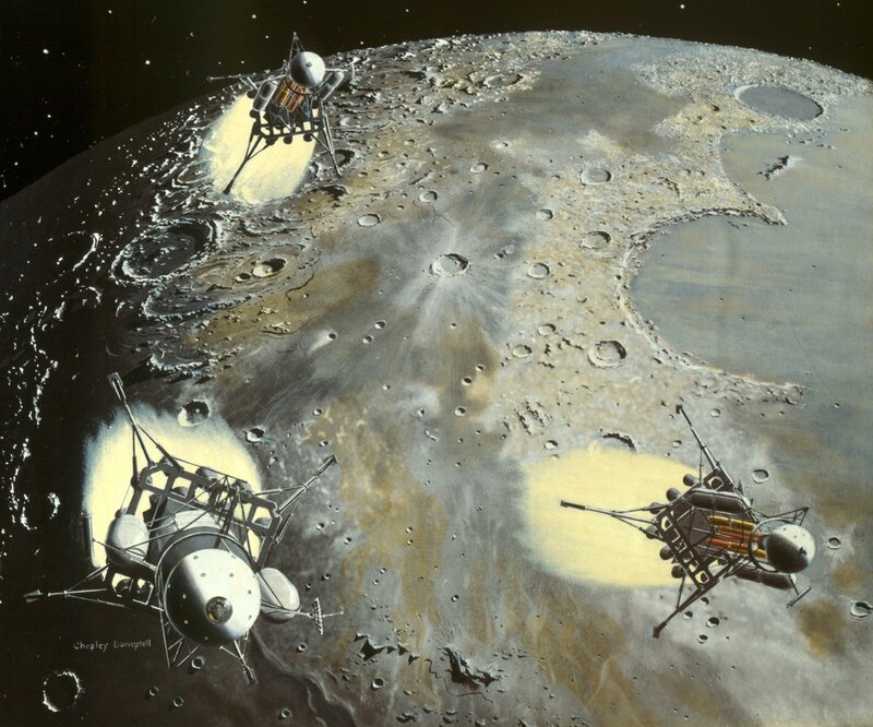 Lunar landers on the moon