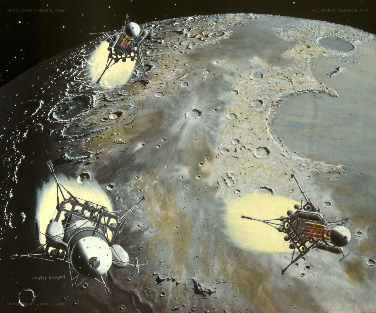 Lunar landers on the moon