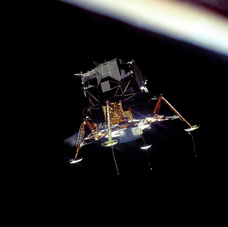 Lunar Module in Space — Black, Dramatic