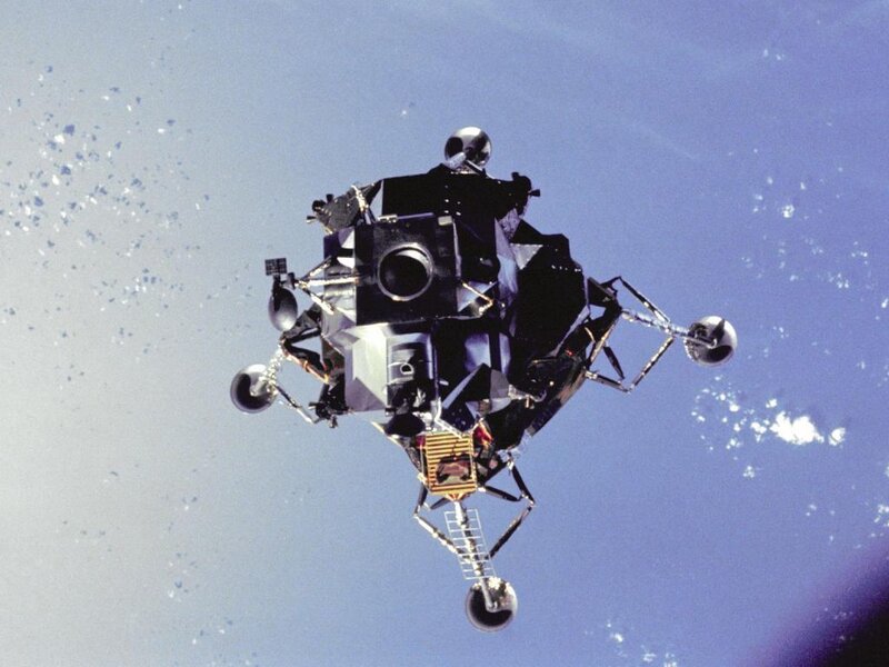 Lunar Module in Space — Blue