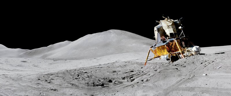 Lunar Module on Moon — Gray, Desolate