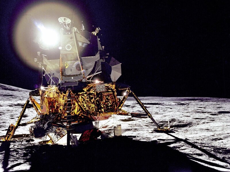 Lunar Module on Moon — Gray, Dramatic