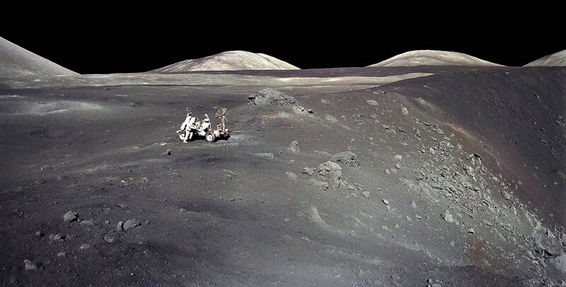 Lunar Rover on Moon — Gray, Desolate