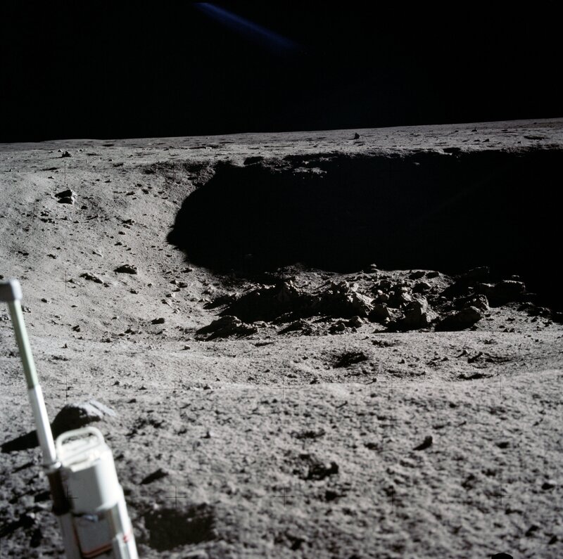Lunar Surface with Crater — Gray