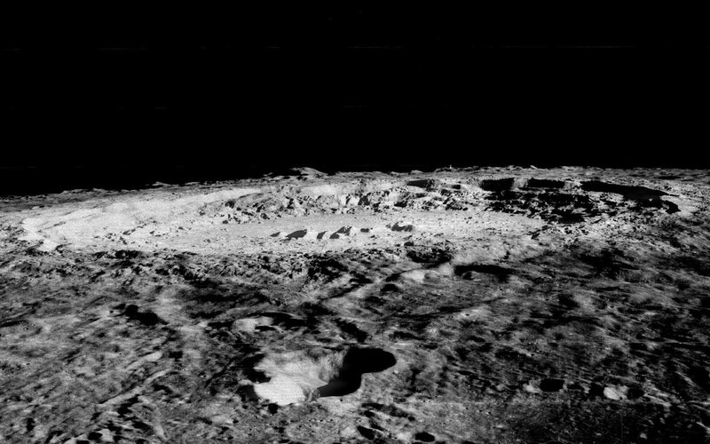 Lunar surface with crater