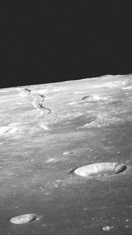 Lunar Surface with Craters — Black, Desolate