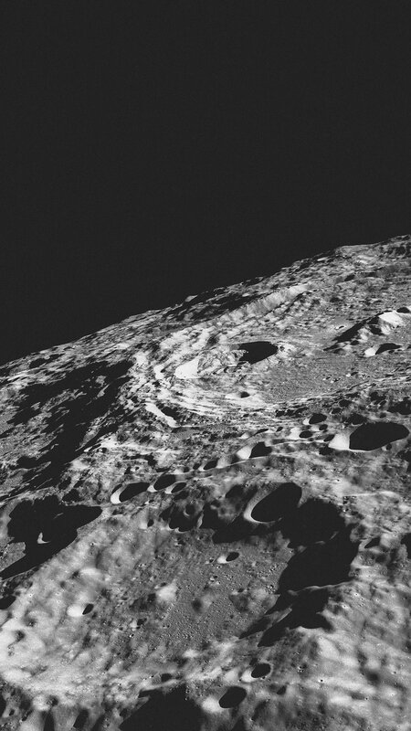 Lunar Surface with Craters — Black, Dramatic