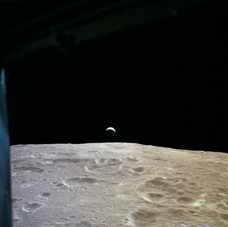 Lunar Surface with Earth — Gray, Dramatic