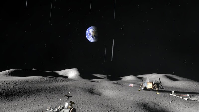 Lunar Surface with Earth — Gray