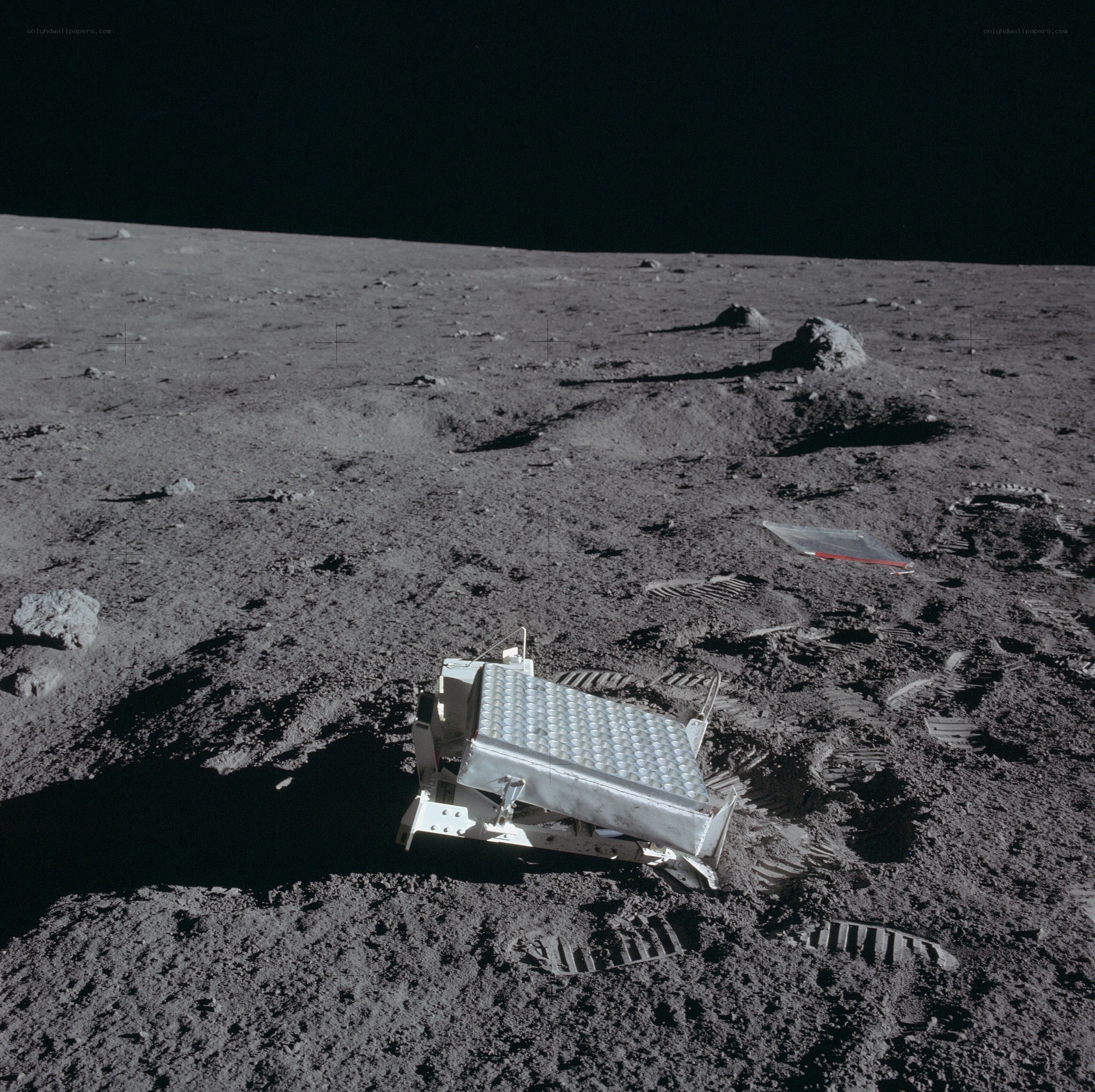 Lunar surface with equipment