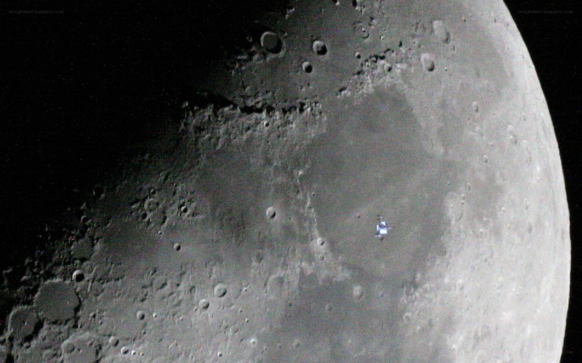 Lunar surface with spacecraft