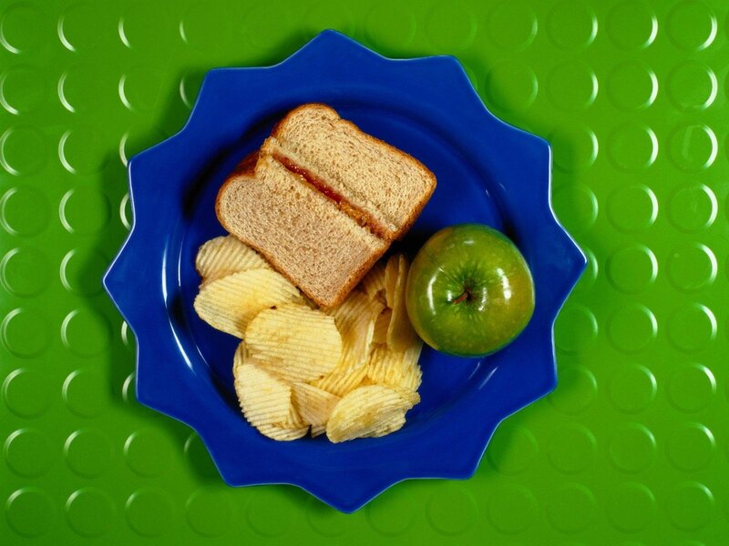 Lunch with sandwich and apple