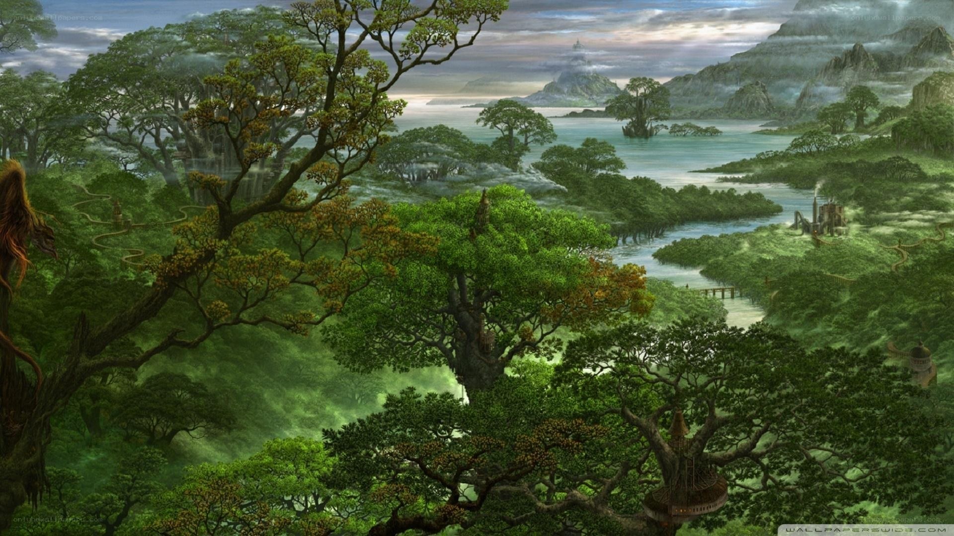 lush fantasy forest landscape