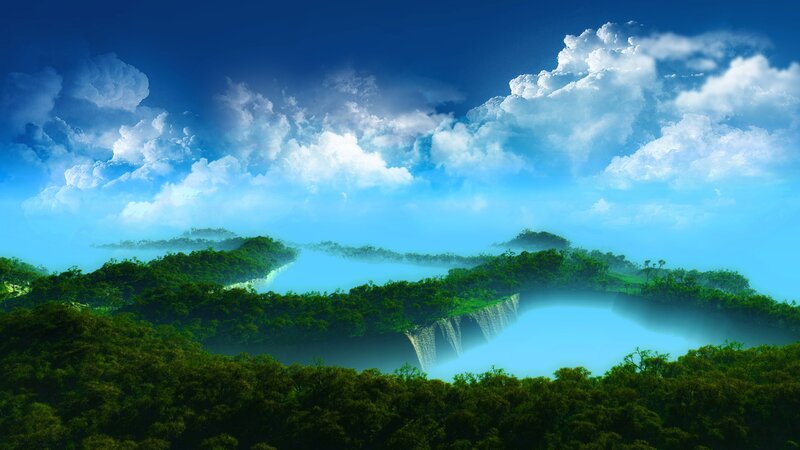 Lush Forest Landscape — Blue, Serene