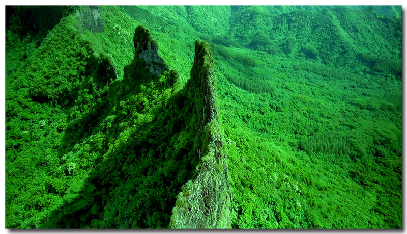 Lush green mountain peaks