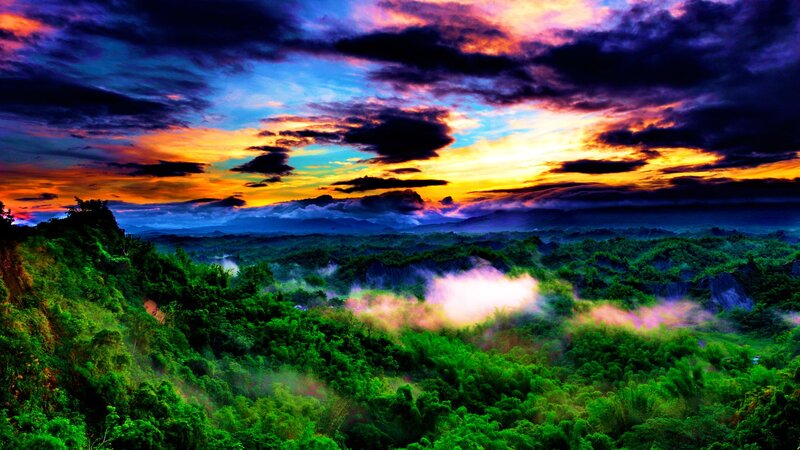 Lush Green Valley at Sunset