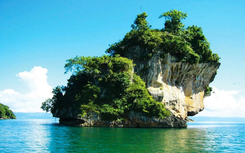 Lush island in turquoise water