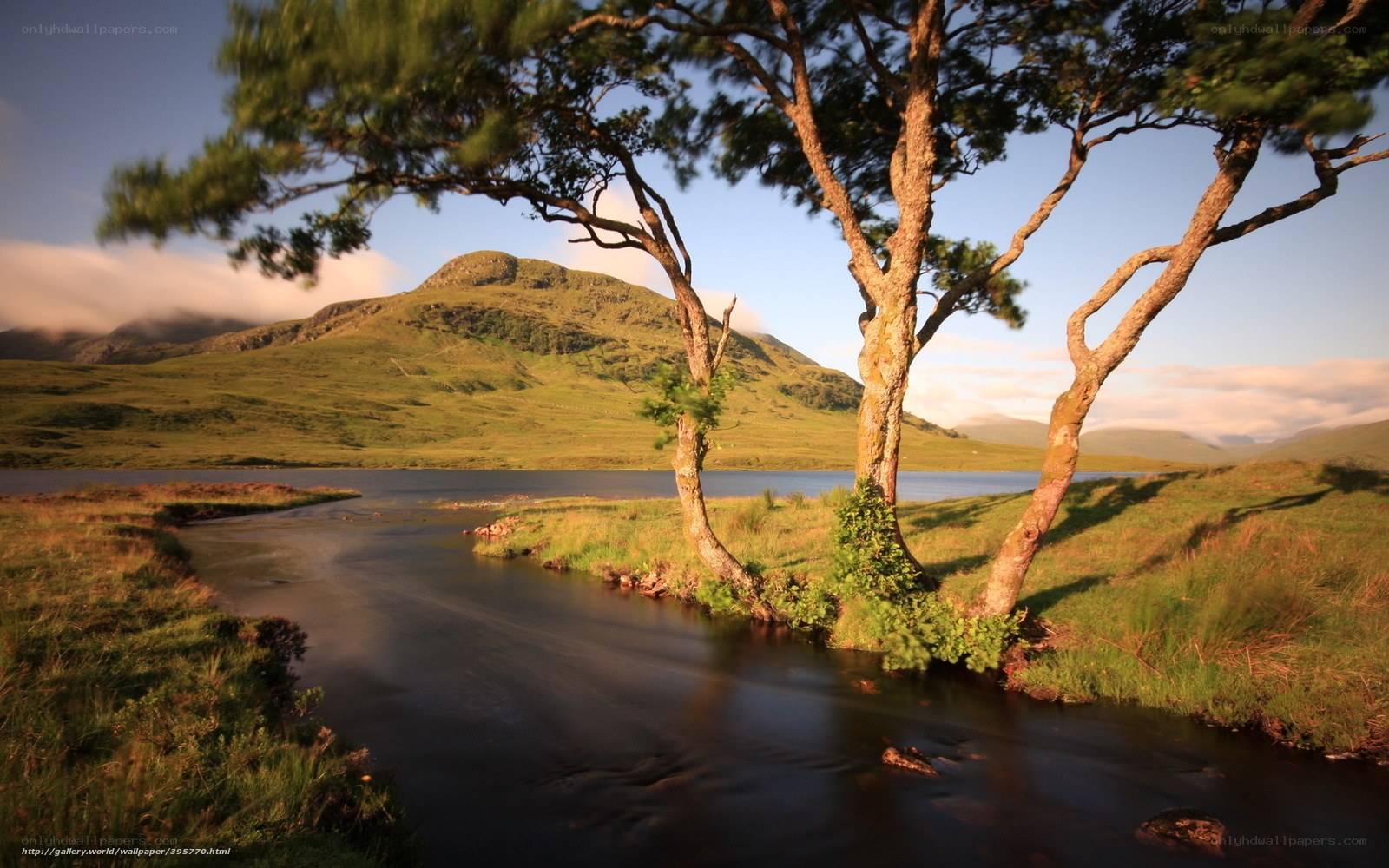 Lush landscape with river and hills