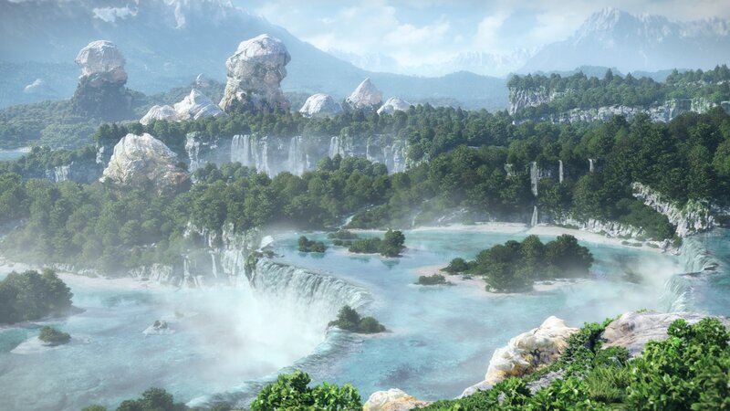Lush waterfall landscape