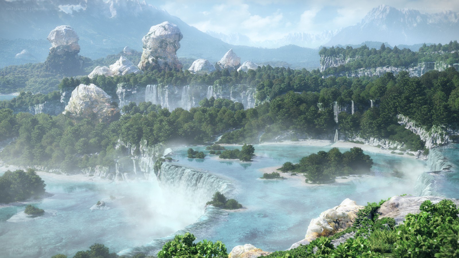 Lush waterfall landscape