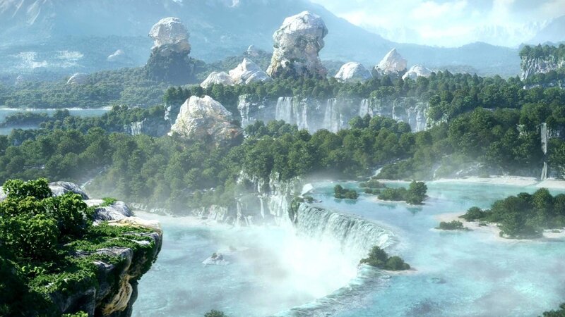 lush waterfall landscape
