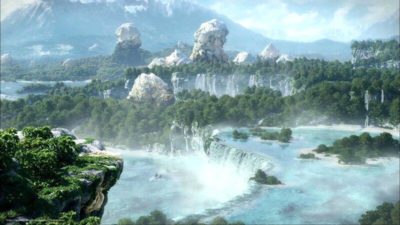 Lush waterfall landscape