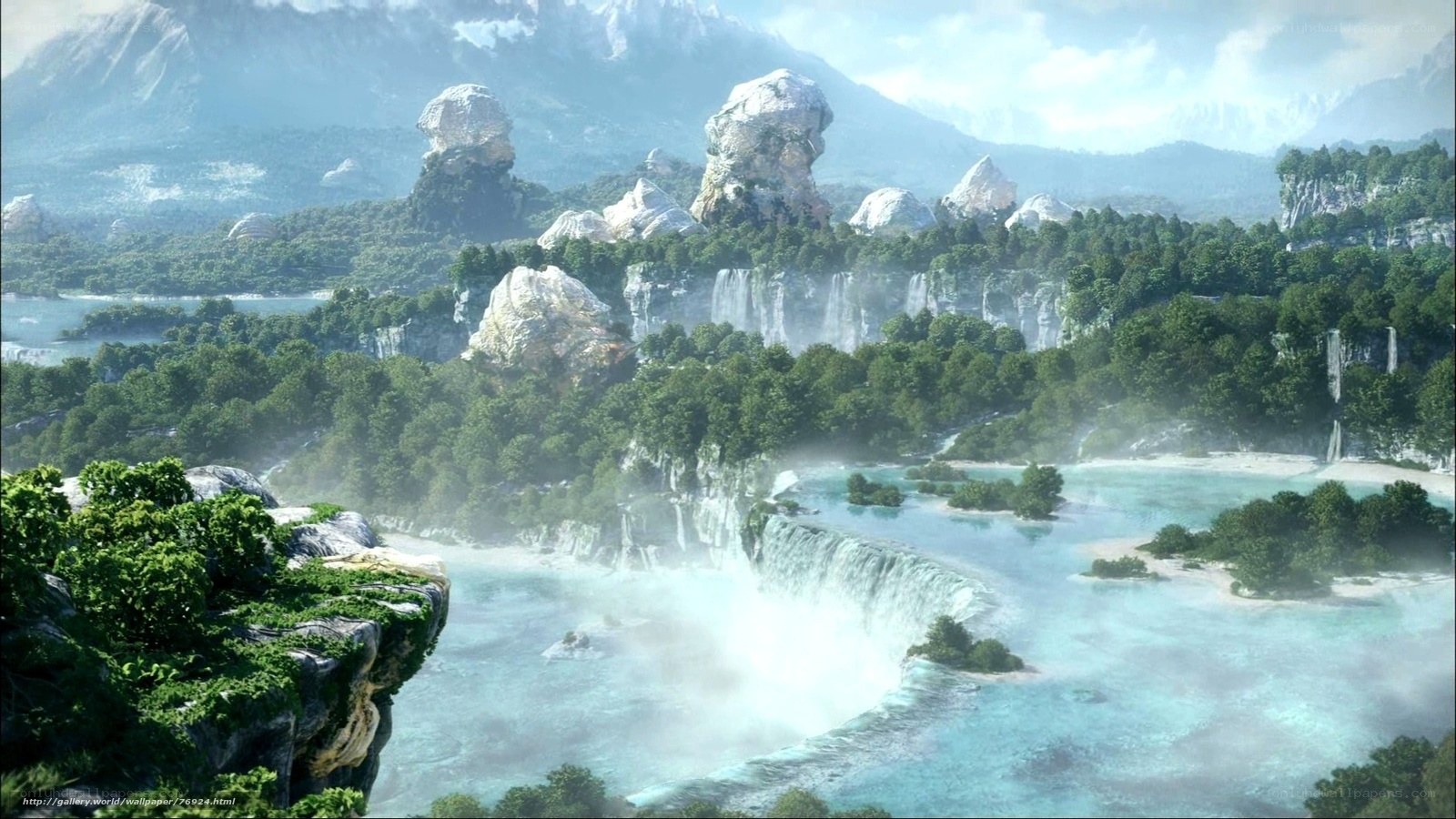 Lush waterfall landscape