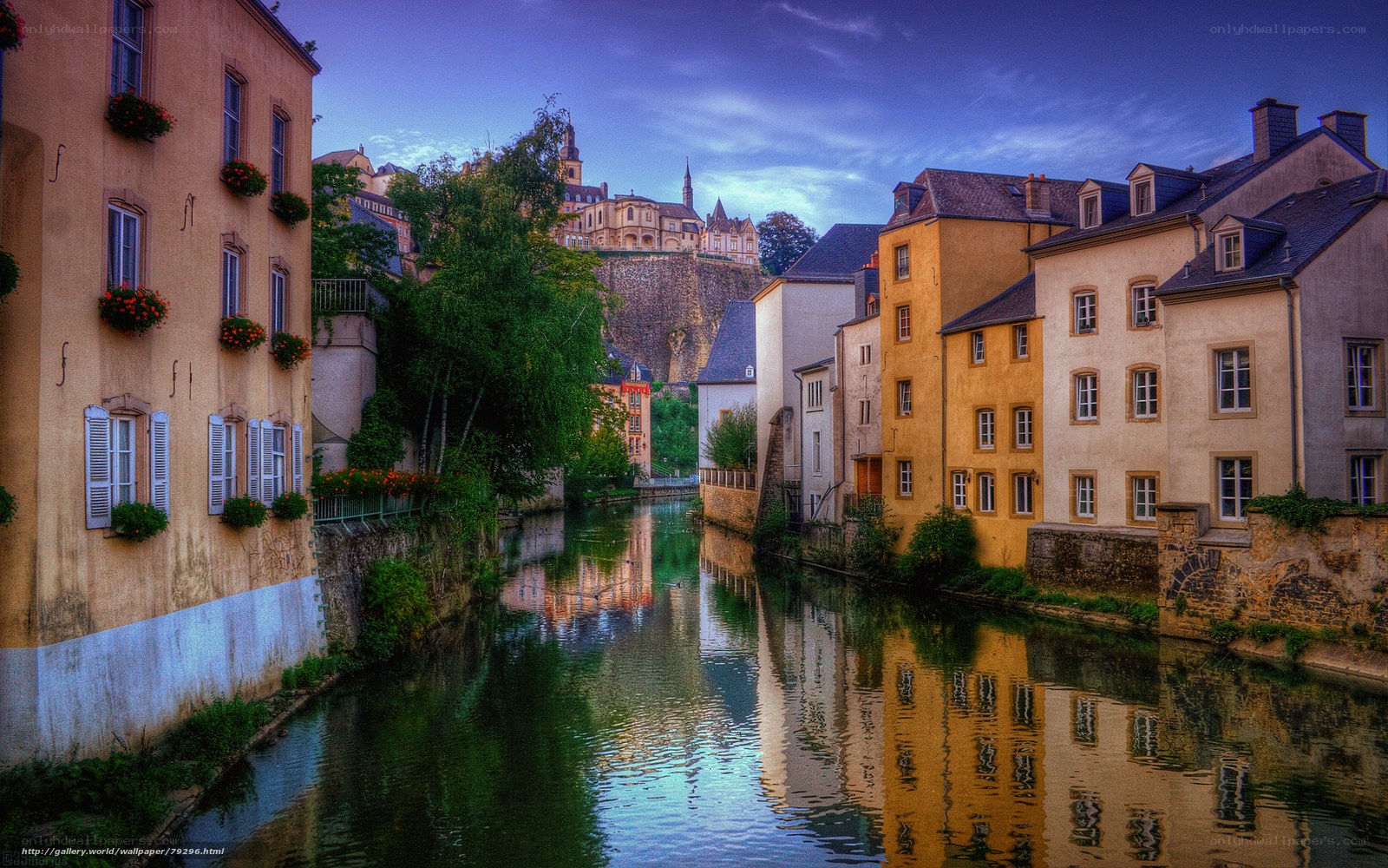 Luxembourg cityscape at dusk