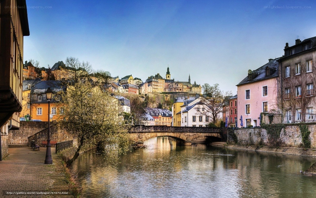 Luxembourg cityscape by river