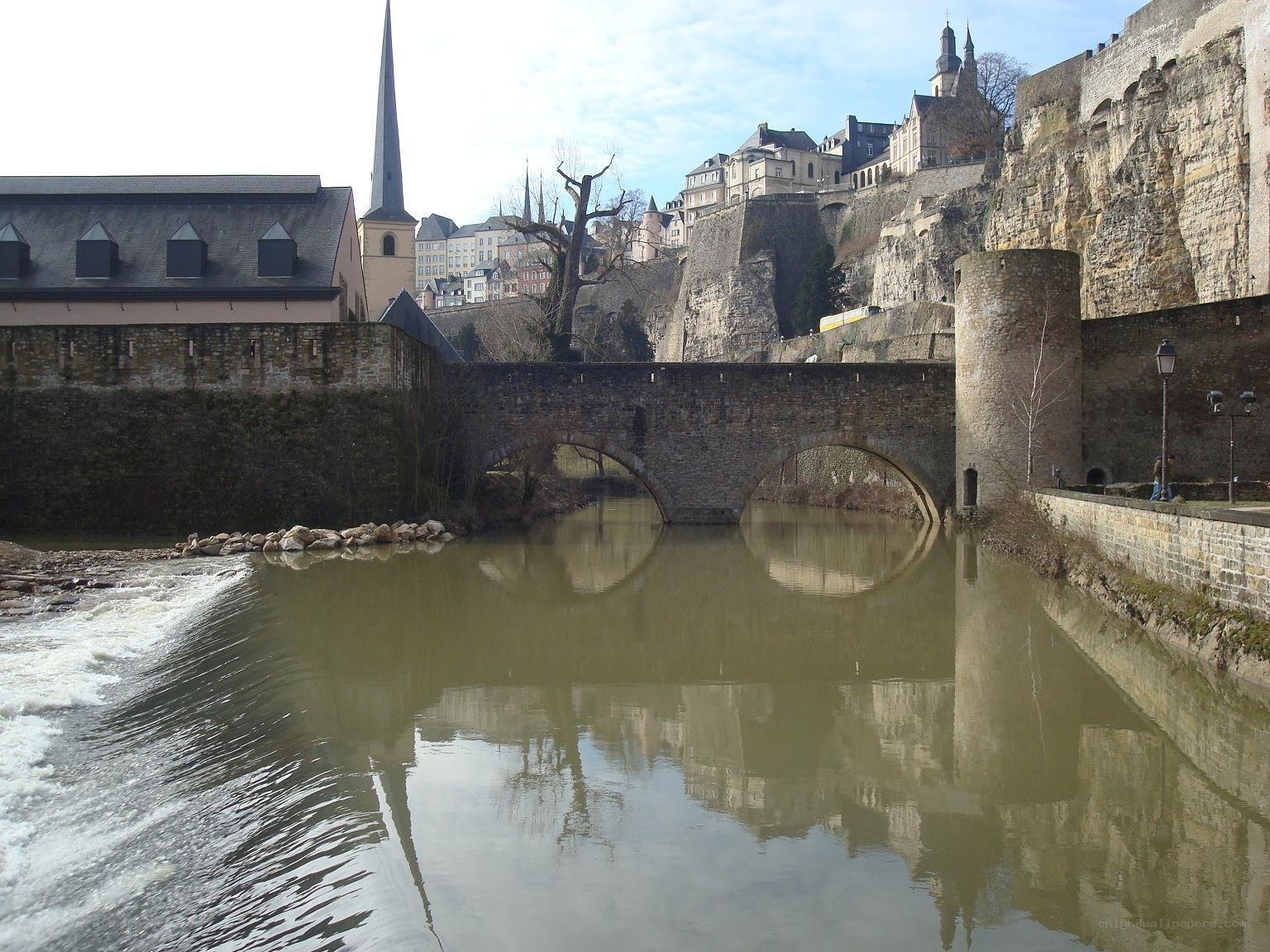 Luxembourg cityscape with river
