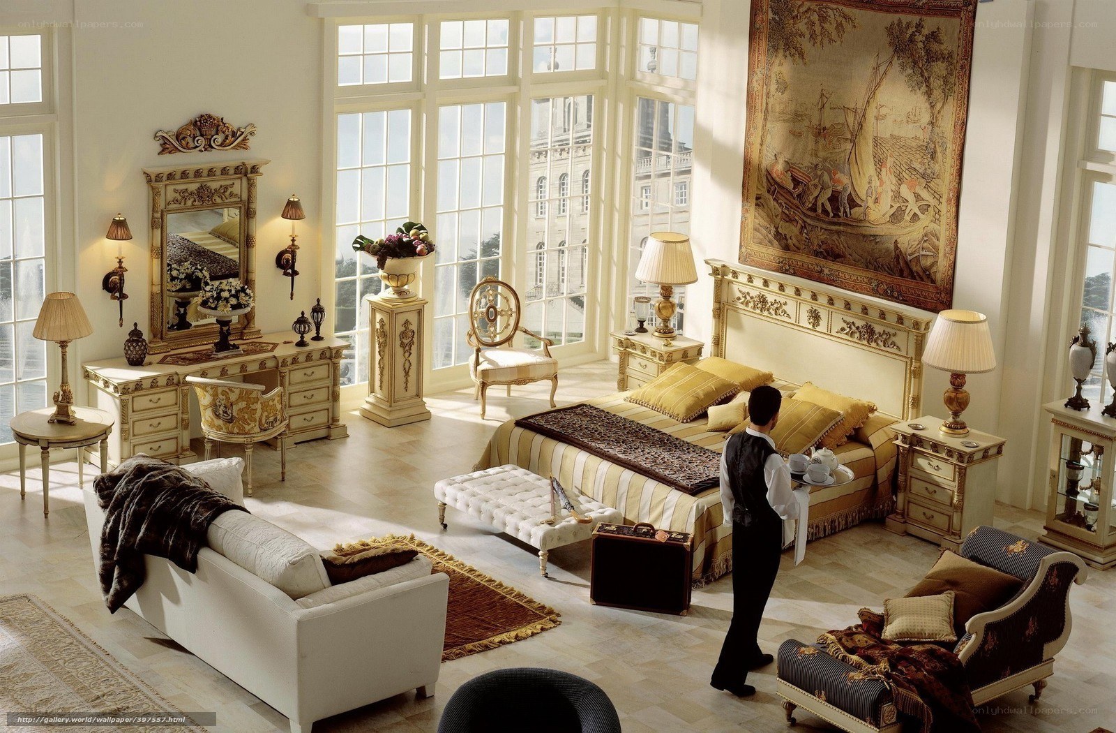 Luxurious bedroom with butler